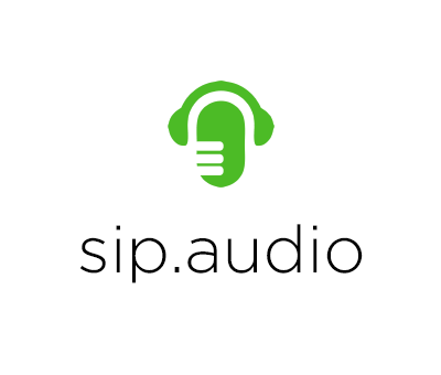 Headphones over green microphone with sip.audio text